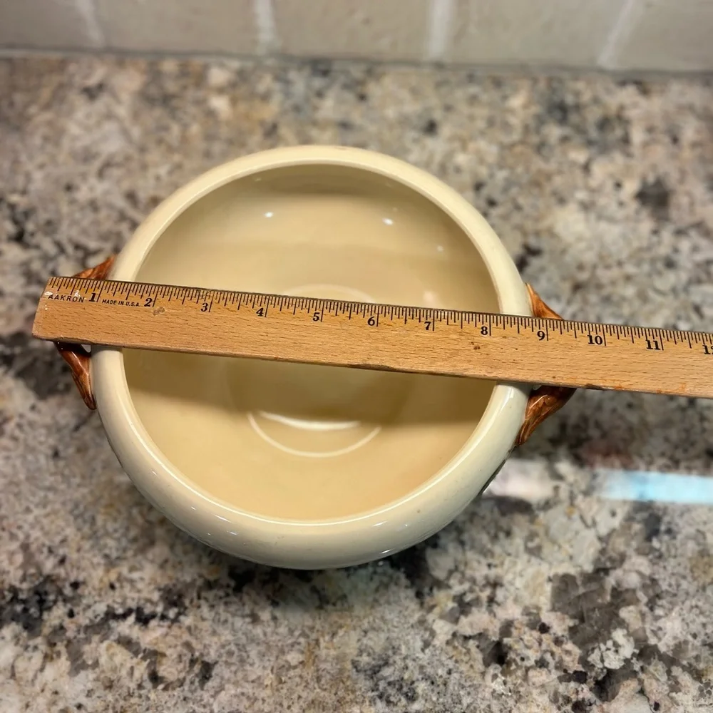Vintage Franciscan Apple Cream and Brown Serving Bowl with handles